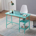 VECELO Bureau Informatique Table d'Étude pour Ordinateur Portable avec 2 Étagères de Rangement