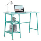 VECELO Bureau Informatique Table d'Étude pour Ordinateur Portable avec 2 Étagères de Rangement