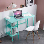 VECELO Bureau Informatique Table d'Étude pour Ordinateur Portable avec 2 Étagères de Rangement