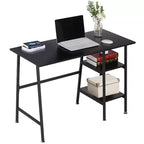 VECELO Bureau Informatique Table d'Étude pour Ordinateur Portable avec 2 Étagères de Rangement