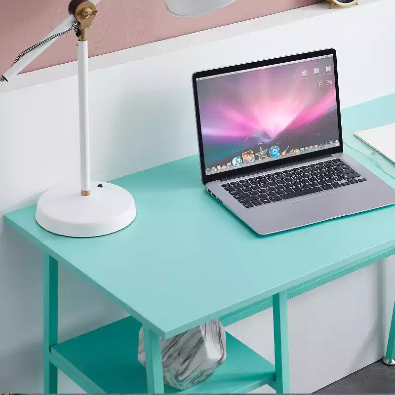 VECELO Bureau Informatique Table d'Étude pour Ordinateur Portable avec 2 Étagères de Rangement