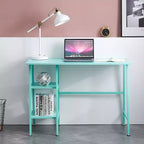VECELO Bureau Informatique Table d'Étude pour Ordinateur Portable avec 2 Étagères de Rangement
