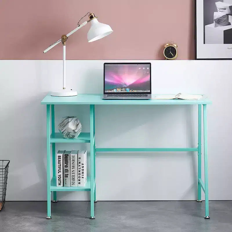VECELO Bureau Informatique Table d'Étude pour Ordinateur Portable avec 2 Étagères de Rangement