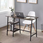 VECELO Bureau Informatique Table d'Étude pour Ordinateur Portable avec 2 Étagères de Rangement
