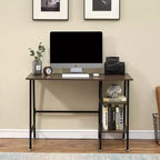 VECELO Bureau Informatique Table d'Étude pour Ordinateur Portable avec 2 Étagères de Rangement