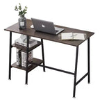 VECELO Bureau Informatique Table d'Étude pour Ordinateur Portable avec 2 Étagères de Rangement