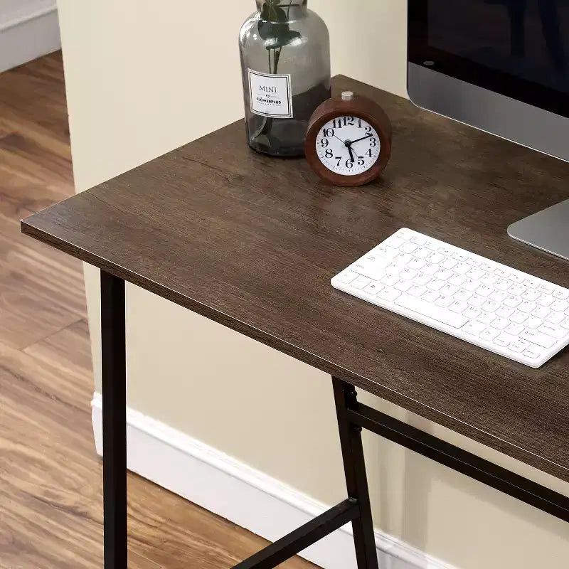 VECELO Bureau Informatique Table d'Étude pour Ordinateur Portable avec 2 Étagères de Rangement