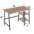 VECELO Bureau Informatique Table d'Étude pour Ordinateur Portable avec 2 Étagères de Rangement