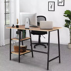 VECELO Bureau Informatique Table d'Étude pour Ordinateur Portable avec 2 Étagères de Rangement