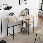 VECELO Bureau Informatique Table d'Étude pour Ordinateur Portable avec 2 Étagères de Rangement
