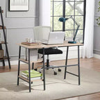 VECELO Bureau Informatique Table d'Étude pour Ordinateur Portable avec 2 Étagères de Rangement