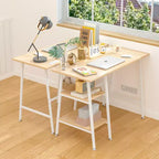 VECELO Bureau Informatique Table d'Étude pour Ordinateur Portable avec 2 Étagères de Rangement