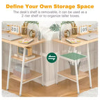 VECELO Bureau Informatique Table d'Étude pour Ordinateur Portable avec 2 Étagères de Rangement