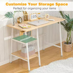 VECELO Bureau Informatique Table d'Étude pour Ordinateur Portable avec 2 Étagères de Rangement