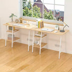 VECELO Bureau Informatique Table d'Étude pour Ordinateur Portable avec 2 Étagères de Rangement