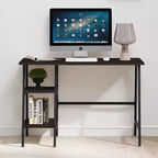 VECELO Bureau Informatique Table d'Étude pour Ordinateur Portable avec 2 Étagères de Rangement