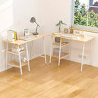 VECELO Bureau Informatique Table d'Étude pour Ordinateur Portable avec 2 Étagères de Rangement