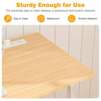 VECELO Bureau Informatique Table d'Étude pour Ordinateur Portable avec 2 Étagères de Rangement