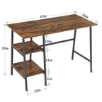 VECELO Bureau Informatique Table d'Étude pour Ordinateur Portable avec 2 Étagères de Rangement