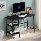 VECELO Bureau Informatique Table d'Étude pour Ordinateur Portable avec 2 Étagères de Rangement