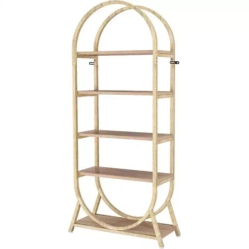 Bibliothèque ouverte Lantine à 5 niveaux, bibliothèque arquée de 180 cm de haut, étagère de présentation autoportante moderne pour bureau, salon