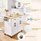 Desserte de cuisine portable Yaheetech avec armoires et porte-serviettes amovible