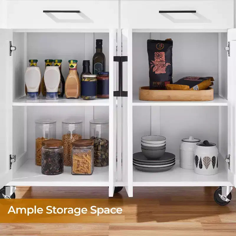 Desserte de cuisine portable Yaheetech avec armoires et porte-serviettes amovible