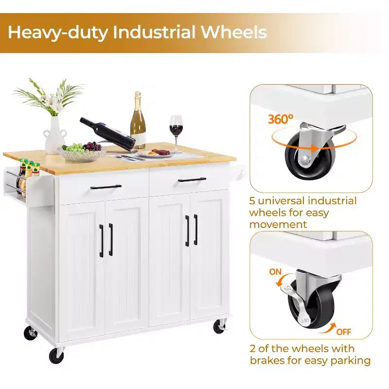 Desserte de cuisine portable Yaheetech avec armoires et porte-serviettes amovible