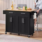 Desserte de cuisine portable Yaheetech avec armoires et porte-serviettes amovible
