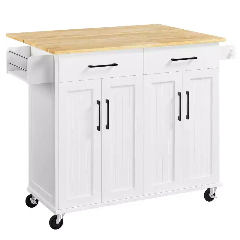 Desserte de cuisine portable Yaheetech avec armoires et porte-serviettes amovible