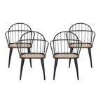 Christopher Knight Home Loftia Modern Iron Frame Dining Chairs(Set of 4), Brown/Black