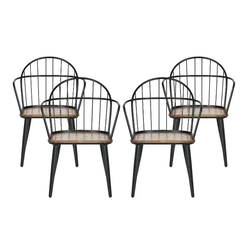 Christopher Knight Home Loftia Modern Iron Frame Dining Chairs(Set of 4), Brown/Black