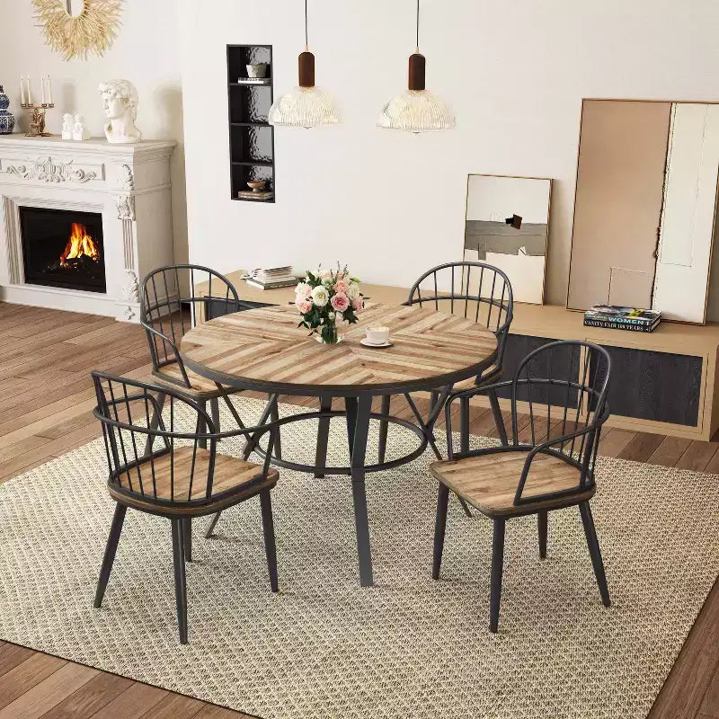 Christopher Knight Home Loftia Chaises de salle à manger modernes à cadre en fer (lot de 4), Marron/Noir