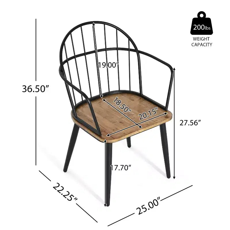 Christopher Knight Home Loftia Chaises de salle à manger modernes à cadre en fer (lot de 4), Marron/Noir