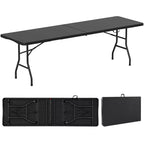 Table pliante portable Costway de 2,4 m avec plateau en PEHD, mécanisme de verrouillage sécurisé, poignée de transport Blanc/Gris/Noir
