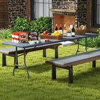 Table pliante portable Costway de 2,4 m avec plateau en PEHD, mécanisme de verrouillage sécurisé, poignée de transport Blanc/Gris/Noir