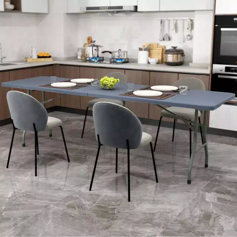 Table pliante portable Costway de 2,4 m avec plateau en PEHD, mécanisme de verrouillage sécurisé, poignée de transport Blanc/Gris/Noir