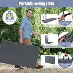 Table pliante portable Costway de 2,4 m avec plateau en PEHD, mécanisme de verrouillage sécurisé, poignée de transport Blanc/Gris/Noir