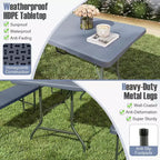 Table pliante portable Costway de 2,4 m avec plateau en PEHD, mécanisme de verrouillage sécurisé, poignée de transport Blanc/Gris/Noir