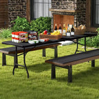 Table pliante portable Costway de 2,4 m avec plateau en PEHD, mécanisme de verrouillage sécurisé, poignée de transport Blanc/Gris/Noir