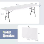 Table pliante portable Costway de 2,4 m avec plateau en PEHD, mécanisme de verrouillage sécurisé, poignée de transport Blanc/Gris/Noir