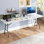 Table pliante portable Costway de 2,4 m avec plateau en PEHD, mécanisme de verrouillage sécurisé, poignée de transport Blanc/Gris/Noir