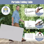 Table pliante portable Costway de 2,4 m avec plateau en PEHD, mécanisme de verrouillage sécurisé, poignée de transport Blanc/Gris/Noir