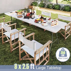 Table pliante portable Costway de 2,4 m avec plateau en PEHD, mécanisme de verrouillage sécurisé, poignée de transport Blanc/Gris/Noir