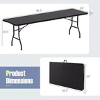 Table pliante portable Costway de 2,4 m avec plateau en PEHD, mécanisme de verrouillage sécurisé, poignée de transport Blanc/Gris/Noir