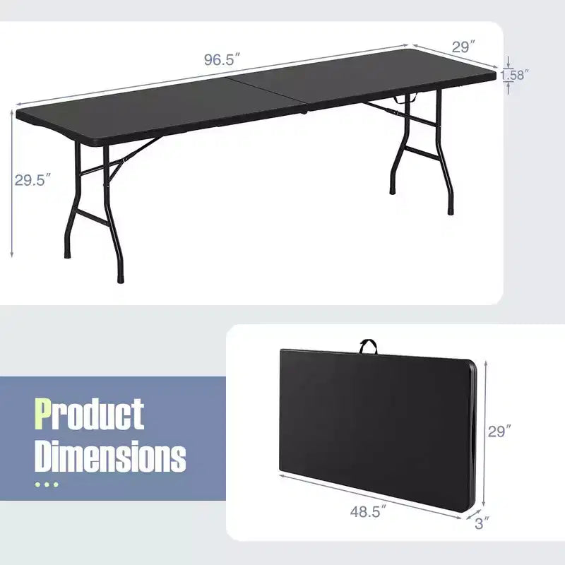 Table pliante portable Costway de 2,4 m avec plateau en PEHD, mécanisme de verrouillage sécurisé, poignée de transport Blanc/Gris/Noir