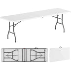 Table pliante portable Costway de 2,4 m avec plateau en PEHD, mécanisme de verrouillage sécurisé, poignée de transport Blanc/Gris/Noir