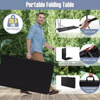 Table pliante portable Costway de 2,4 m avec plateau en PEHD, mécanisme de verrouillage sécurisé, poignée de transport Blanc/Gris/Noir
