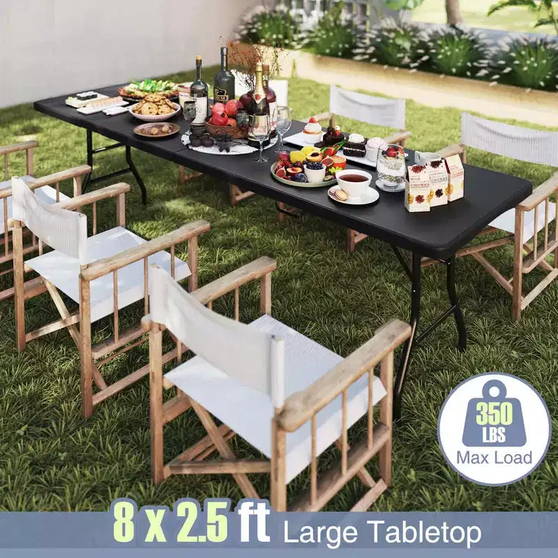 Table pliante portable Costway de 2,4 m avec plateau en PEHD, mécanisme de verrouillage sécurisé, poignée de transport Blanc/Gris/Noir