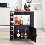 Meuble de rangement roulant d'îlot de cuisine VECELO avec station de recharge et étagères ouvertes, blanc/marron